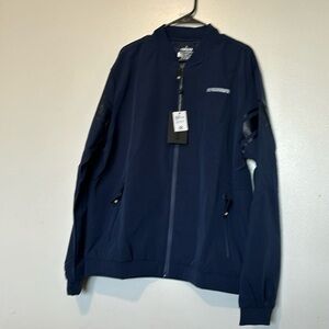 Raw gear navy blue and grey lined full front zip pocket coat nwt XL